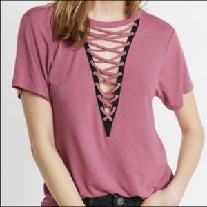 NWOT • (set of 2) Express Lace Up V-Neck Tee